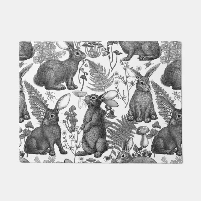 Rabbits and woodland flora2 Doormat (Front)