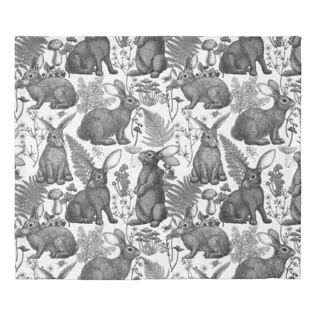 Rabbits and woodland flora2 Duvet Cover (Front)