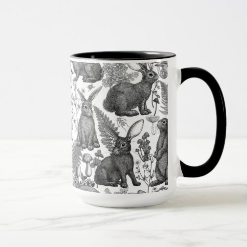 Rabbits and woodland flora2 Mug