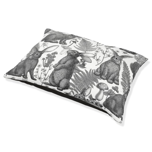Rabbits and woodland flora2 Pet Bed (Angled)