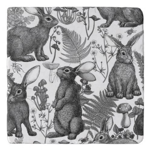 Rabbits and woodland flora2 Trivet