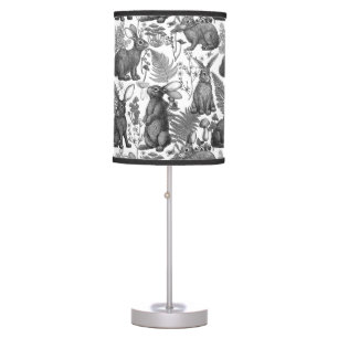 Rabbits and woodland flora 2 table lamp
