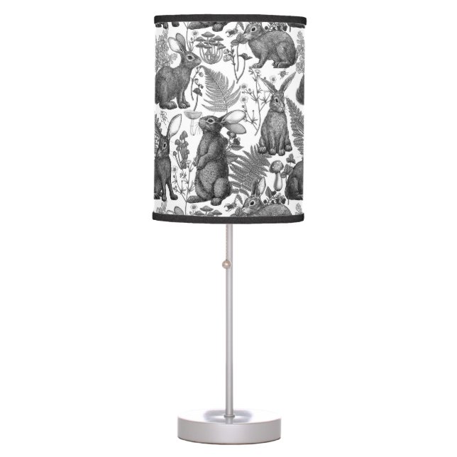 Rabbits and woodland flora 2 table lamp (Front)