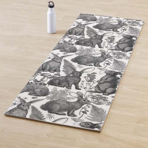 Rabbits and woodland flora 2 Yoga Mat