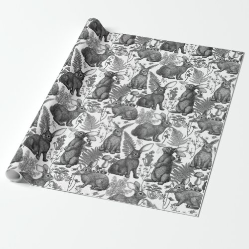 Rabbits and woodland flora 2Wrapping Paper