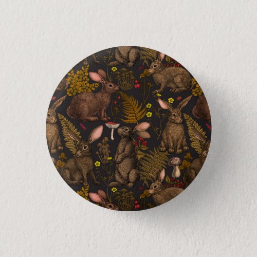 Rabbits and woodland flora 3 Button