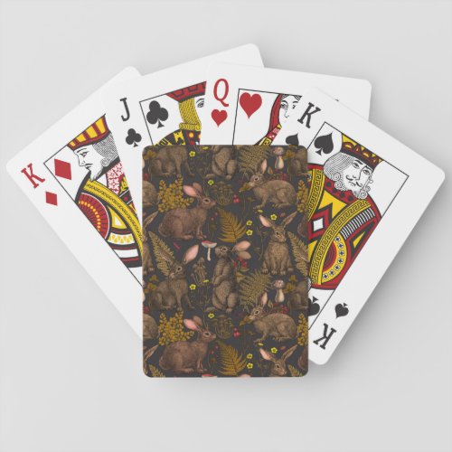 Rabbits and woodland flora 3 playing cards