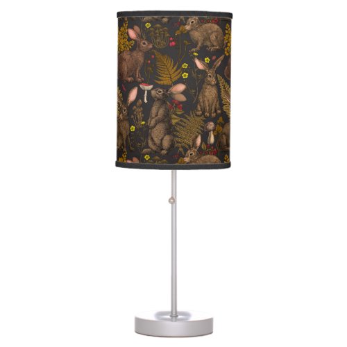 Rabbits and woodland flora 3 table lamp