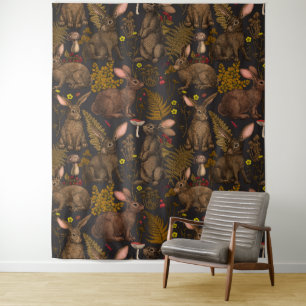 Rabbits and woodland flora 3 Tapestry