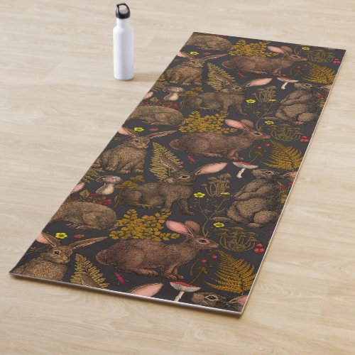 Rabbits and woodland flora 3Yoga Mat