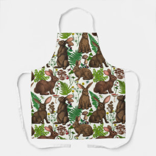 Rabbits and woodland flora 4 apron