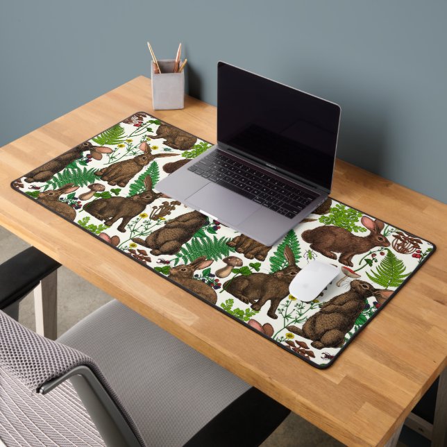 Rabbits and woodland flora 4 desk mat (Office 2)