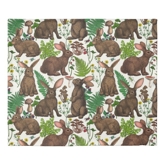 Rabbits and woodland flora 4 duvet cover (Front)