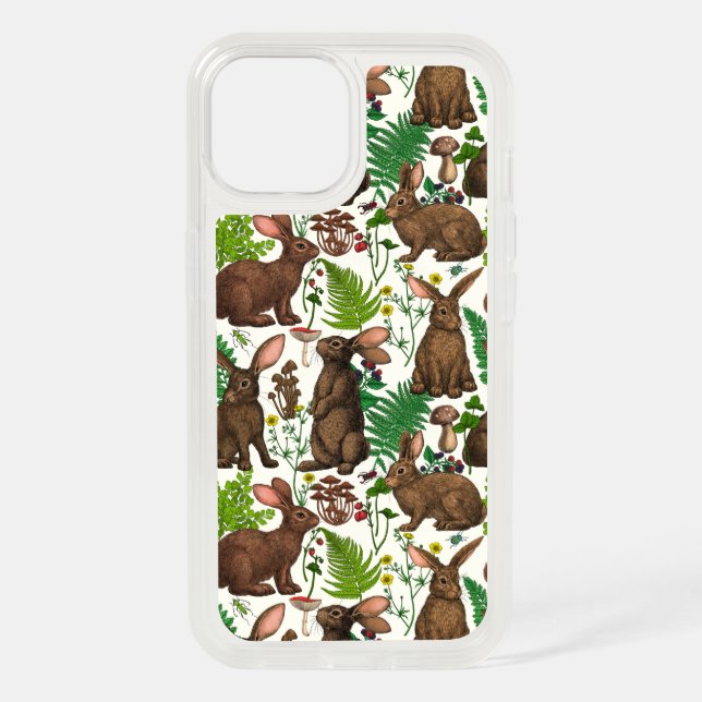 Rabbits and woodland flora 4 iPhone 15 case (Back)