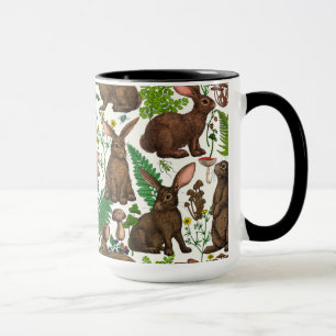 Rabbits and woodland flora 4 mug