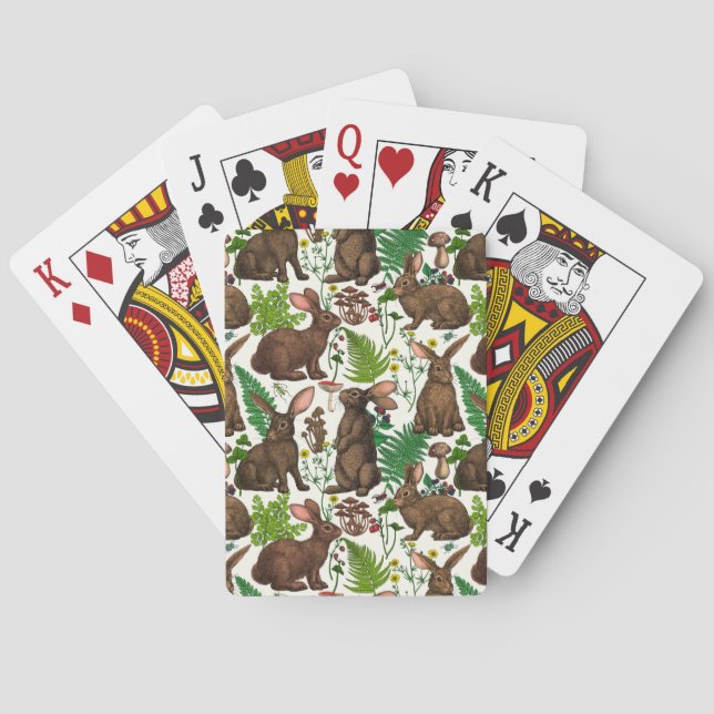 Rabbits and woodland flora 4 poker cards (Back)