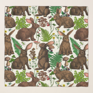 Rabbits and woodland flora 4 scarf