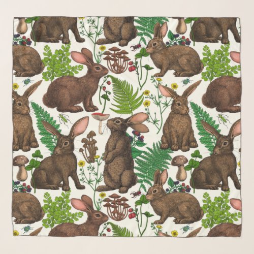 Rabbits and woodland flora 4 scarf