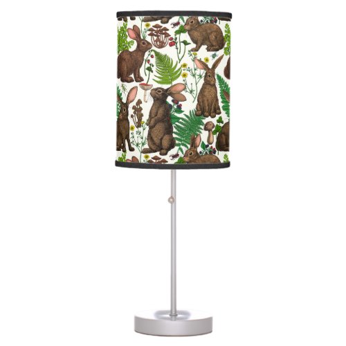 Rabbits and woodland flora 4 table lamp