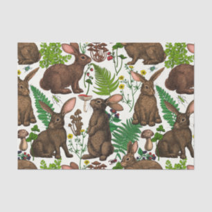 Rabbits and woodland flora 4 tissue paper