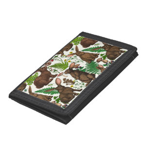 Rabbits and woodland flora 4 trifold wallet