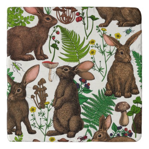 Rabbits and woodland flora 4 trivet