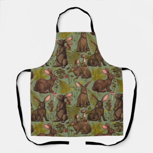 Rabbits and woodland flora apron