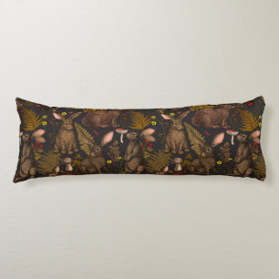 Rabbits and woodland flora Body Pillow
