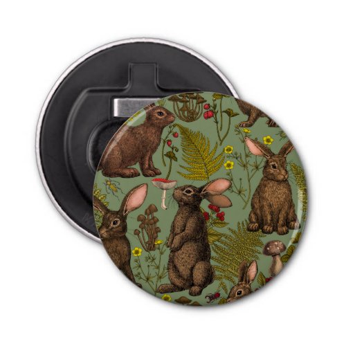 Rabbits and woodland flora Bottle Opener