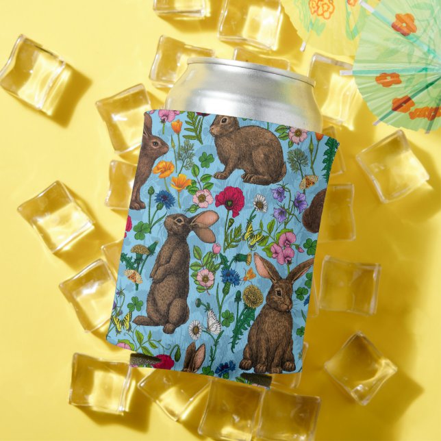 Rabbits and woodland flora Can Cooler (In Situ Summer)