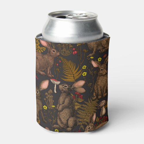 Rabbits and woodland flora Can Cooler