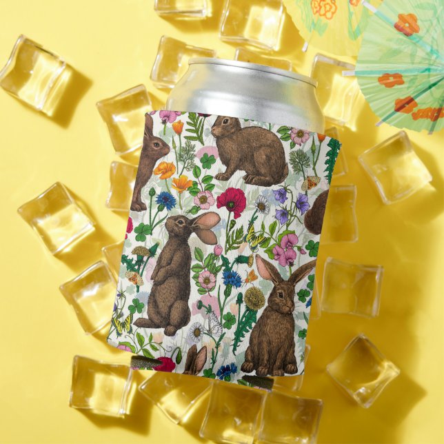 Rabbits and woodland flora Can Cooler (In Situ Summer)