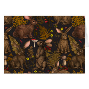 Rabbits and woodland flora cards