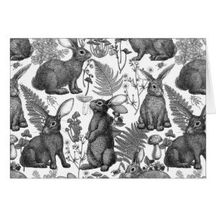 Rabbits and woodland flora cards