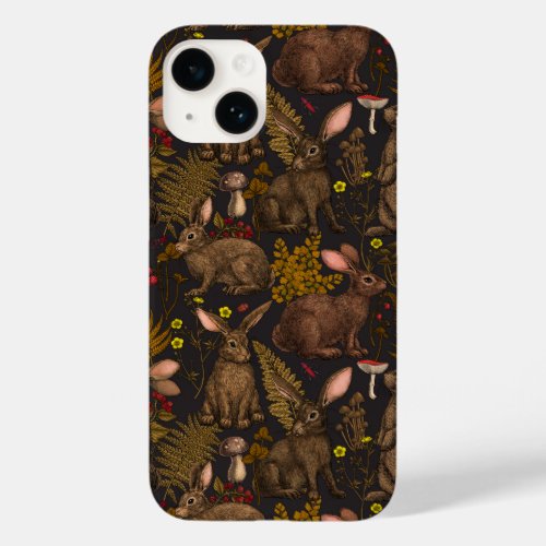 Rabbits and woodland flora Case_Mate iPhone Case