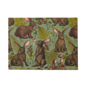 Rabbits and woodland flora Doormat