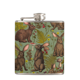 Rabbits and woodland flora Flask