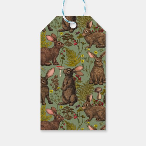 Rabbits and woodland flora Gift Tags