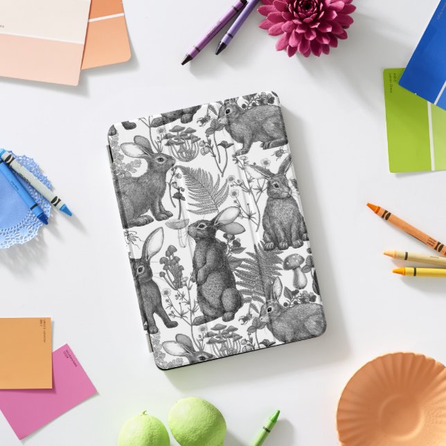 Rabbits and woodland flora iPad Smart Cover (Desk)