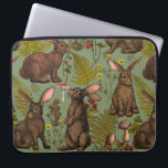 Rabbits and woodland flora Laptop Sleeve<br><div class="desc">Hand-drawn rabbits and woodland flora ferns mushrooms and beriies and bugs</div>