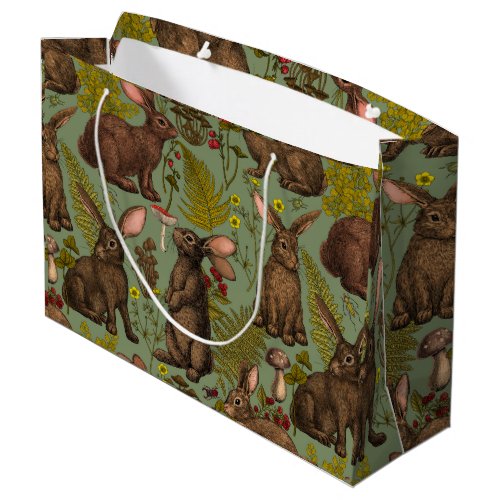 Rabbits and woodland flora Large Gift Bag