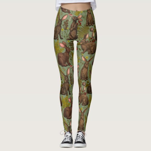 Rabbits and woodland flora Leggings