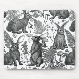 Rabbits and woodland flora Mouse Pad