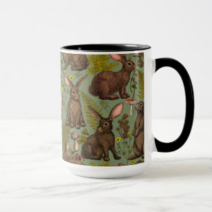Rabbits and woodland flora Mug
