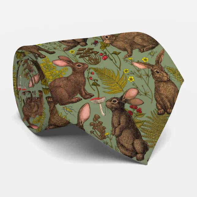 Ysl Necktie Rabbit Rabbits and woodland flora Neck Tie | Zazzle