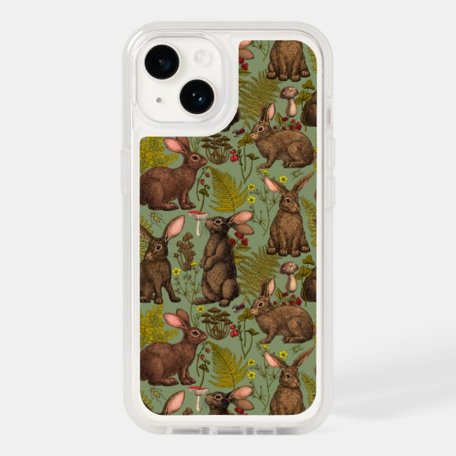 Rabbits and woodland flora OtterBox iPhone Case (Back)