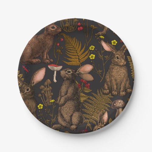 Rabbits and woodland flora Paper Plates