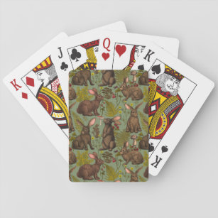 Rabbits and woodland flora playing cards