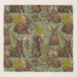 Rabbits and woodland flora Scarf<br><div class="desc">Hand-drawn rabbits and woodland flora ferns mushrooms and beriies and bugs</div>
