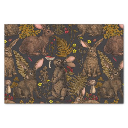 Rabbits and woodland flora Tissue Paper